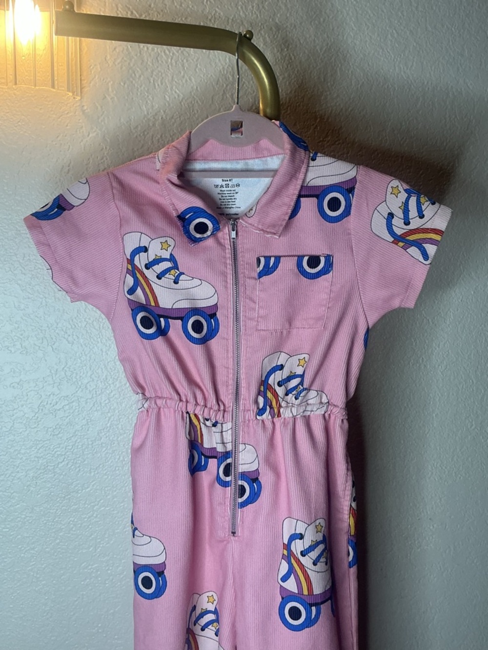 HUGO Tiki Limited edition. Pink Corduroy Zip-Front romper